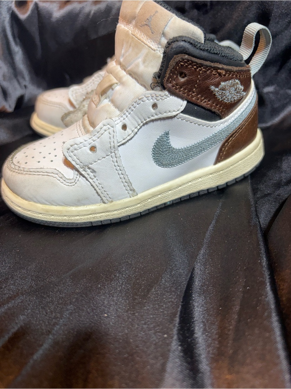 Lot of 2 Jordan 1 Retro High Toddler Shoes Size 8C White Grey & Black Blue